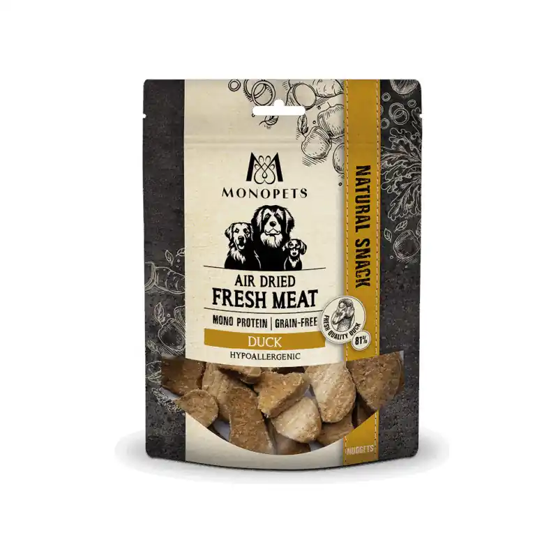 Monopets Snack Lucht Gedroogd Eend Nuggets Air Dried 100 Gr Laatste Kans