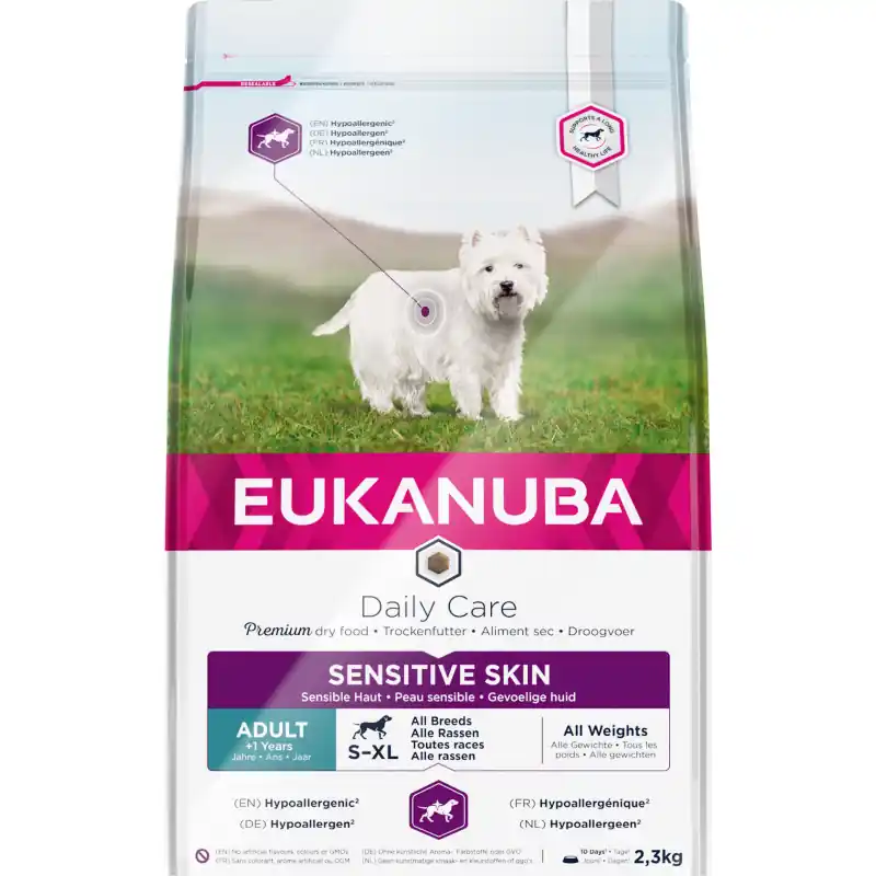 Betrouwbaar Eukanuba - Daily Care - Adult All Sizes Sensitive Skin - Ocean Fish - Droogvoer - Hondenvoer - 2,3 kg