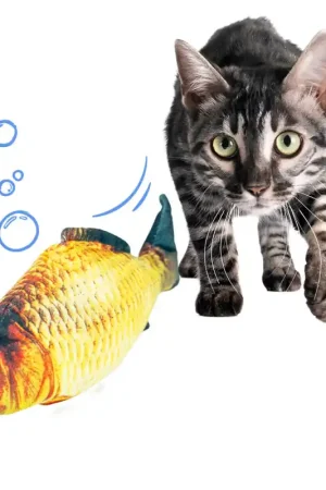 Kattenspeelgoed Spartelvis met Hengel – USB Oplaadbaar Direct Beschikbaar