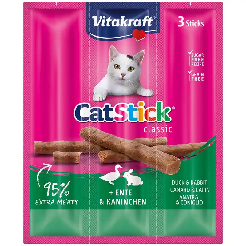 Dagaanbieding Vitakraft Kat Cat-Stick Mini Eend / Konijn 3 Stuks