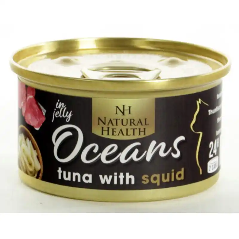 Beperkte Voorraad Natural Health Cat Oceans Tuna & Squid 85gr