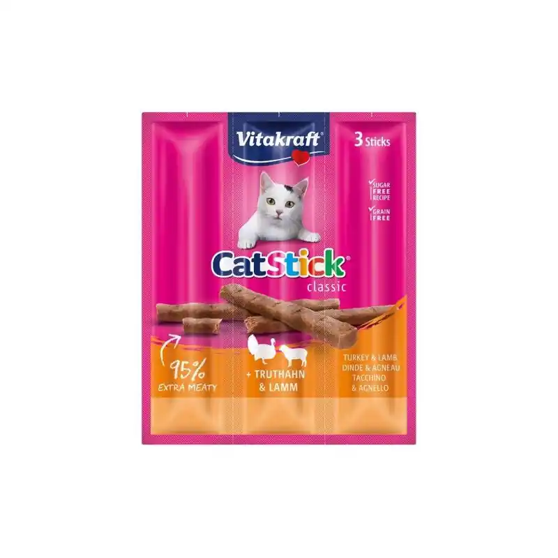 Beperkte Voorraad Vitakraft Kat Cat Stick Kalkoen & Lam 3stk