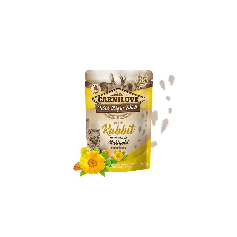 Beperkte Voorraad Brit Carnilove Cat Pouch Rabbit & Marigold Kitten 85 gram