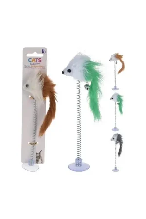 Alleen Vandaag Kattenspeelgoed Muis op Springveer met Zuignap