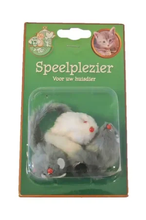 Boony Kattenspeelgoed Set Bontmuis Grijs/Wit 5 cm Meest Verkocht