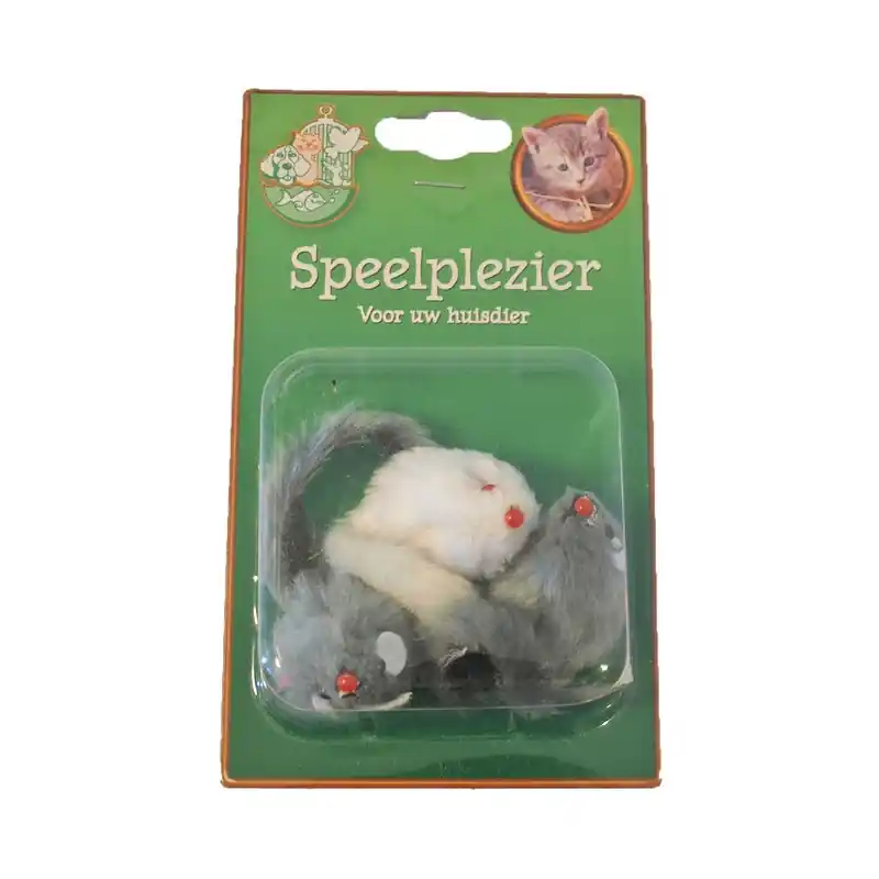 Boony Kattenspeelgoed Set Bontmuis Grijs/Wit 5 cm Meest Verkocht