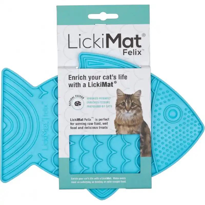 LickiMat Felix Likmat voor katten - Blauw Dagaanbieding