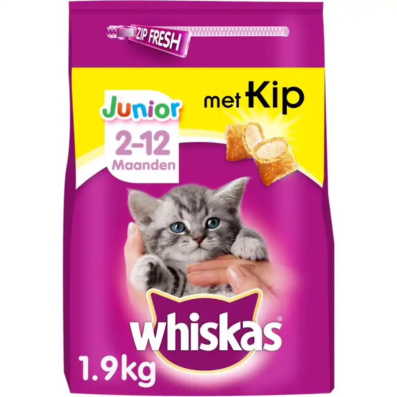 Whiskas Droog Junior Kip 1,9 kg Gecertificeerd