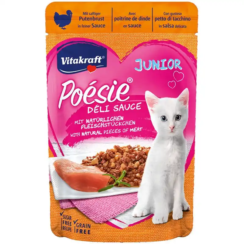 Beperkte Voorraad Vitakraft Kat Poesie Delisauce Kalkoen Junior 85 gram