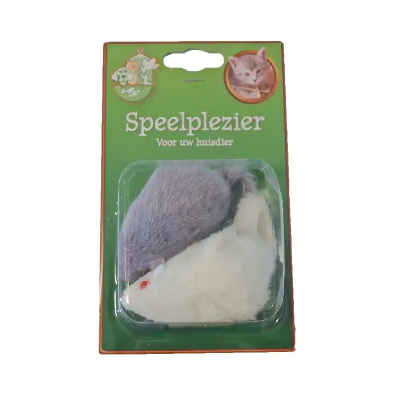 Bestel Nu Boony Kattenspeelgoed Set 2x Bontmuis Grijs Wit 7.5cm