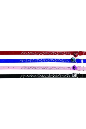 Flamingo Kattenhalsbandje Velours Diamond Wave Kleur Assorti Veilige Betaling