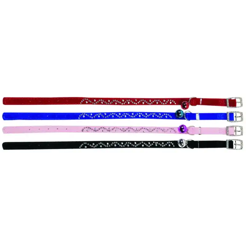 Flamingo Kattenhalsbandje Velours Diamond Wave Kleur Assorti Veilige Betaling
