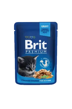 Beperkte Voorraad Brit Premium by Nature Cat Pouch Kitten Chicken Chunks 100 Gram