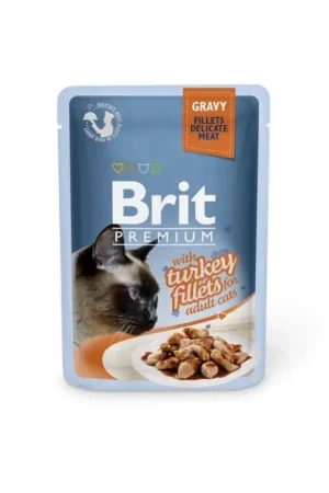 Brit Premium by Nature Cat Pouch Turkey Fillets in Gravy 100 Gram Korting