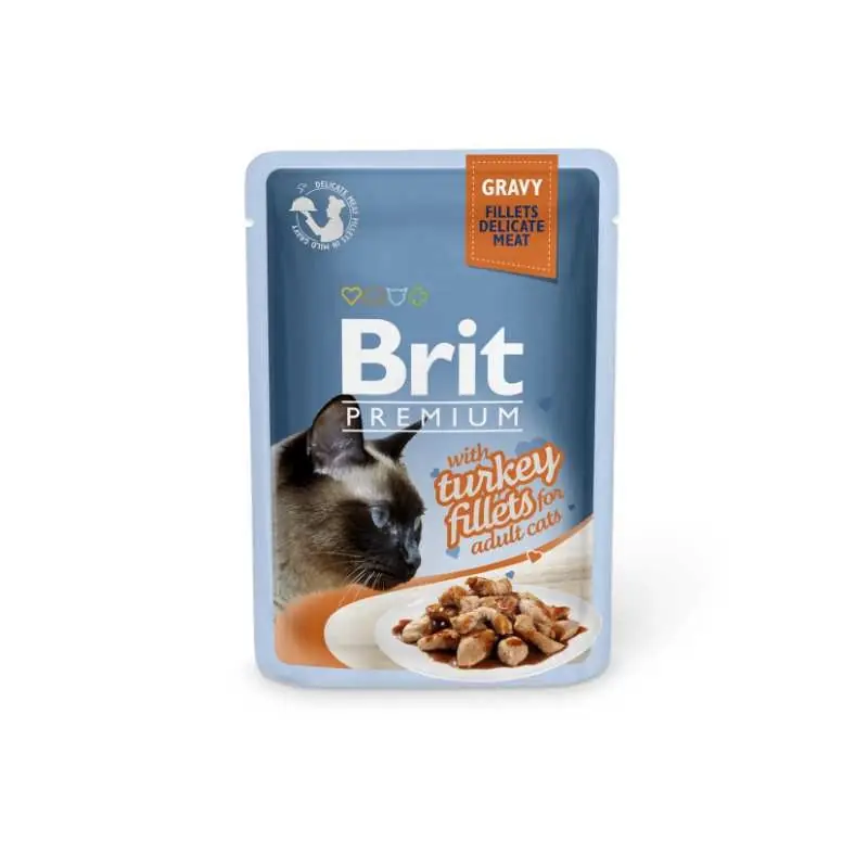 Brit Premium by Nature Cat Pouch Turkey Fillets in Gravy 100 Gram Korting