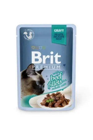Brit Premium by Nature Cat Pouch Beef Fillets in Gravy 100 Gram Koop Online