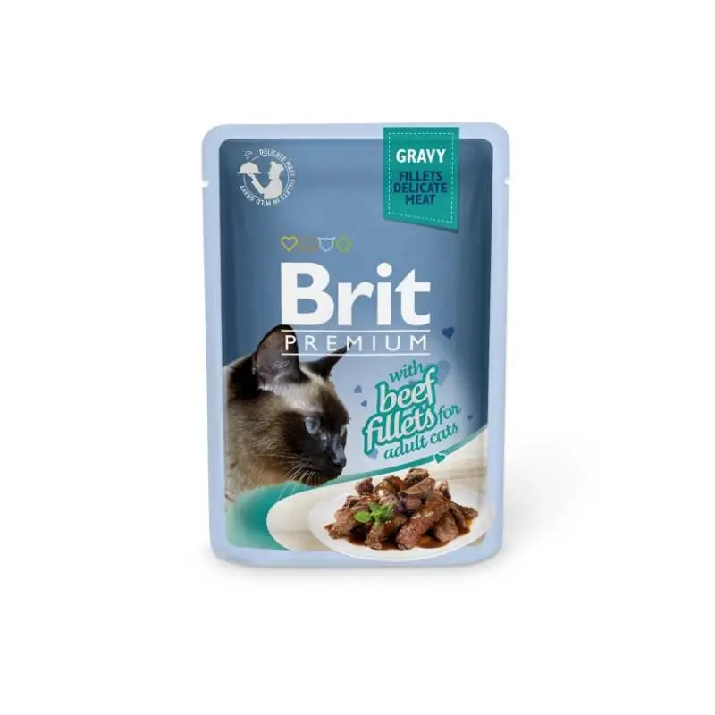 Brit Premium by Nature Cat Pouch Beef Fillets in Gravy 100 Gram Koop Online