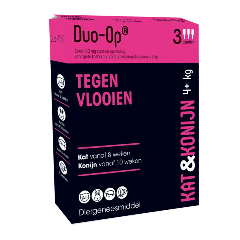 Duo Op Anti- Vlooien Pipetten Kat & Konijn Vanaf 4 kg 3 Pipetten Superprijs