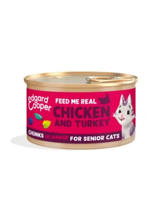 Edgard & Cooper Kip en Kalkoen Stukjes in Saus Senior 85 gram Must-Have