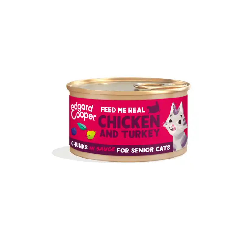 Edgard & Cooper Kip en Kalkoen Stukjes in Saus Senior 85 gram Must-Have