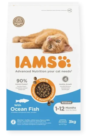 Favoriet IAMS Kitten Kattenvoer Zeevis - 3 kg