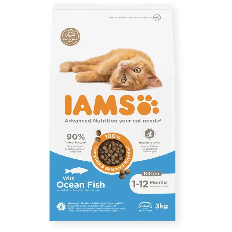 Favoriet IAMS Kitten Kattenvoer Zeevis - 3 kg