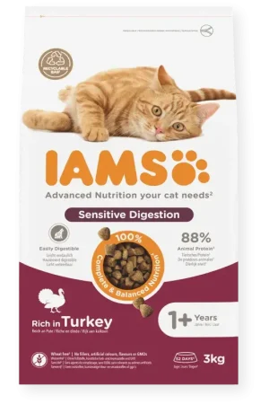 IAMS Kattenvoer Volwassen Sensitive Spijsvertering Kalkoen – 3 kg Koopje