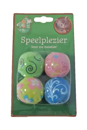 Fabrieksprijs Boony Kattenspeelgoed Set 4x Rammelbal Pluche Pastel