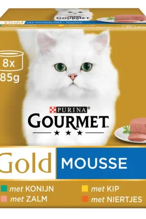 Gourmet Gold Blik Mousse Kip&Zalm&Konijn MP 8 x 85 gr Koopje