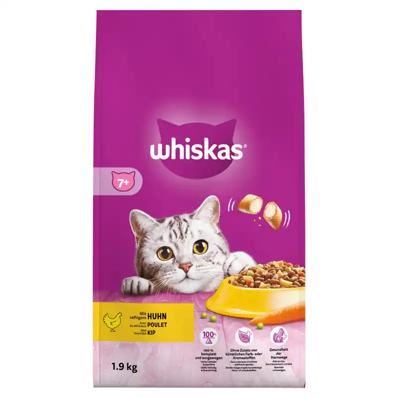 Whiskas - 7+ Senior Kip - Droogvoer - Kattenvoer - 1,9 kg Actieprijs