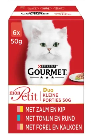 Gourmet - Mon Petit - Duo Vlees & Vis - Maaltijdzakjes - Kattenvoer - 6 x 50 g Betrouwbaar