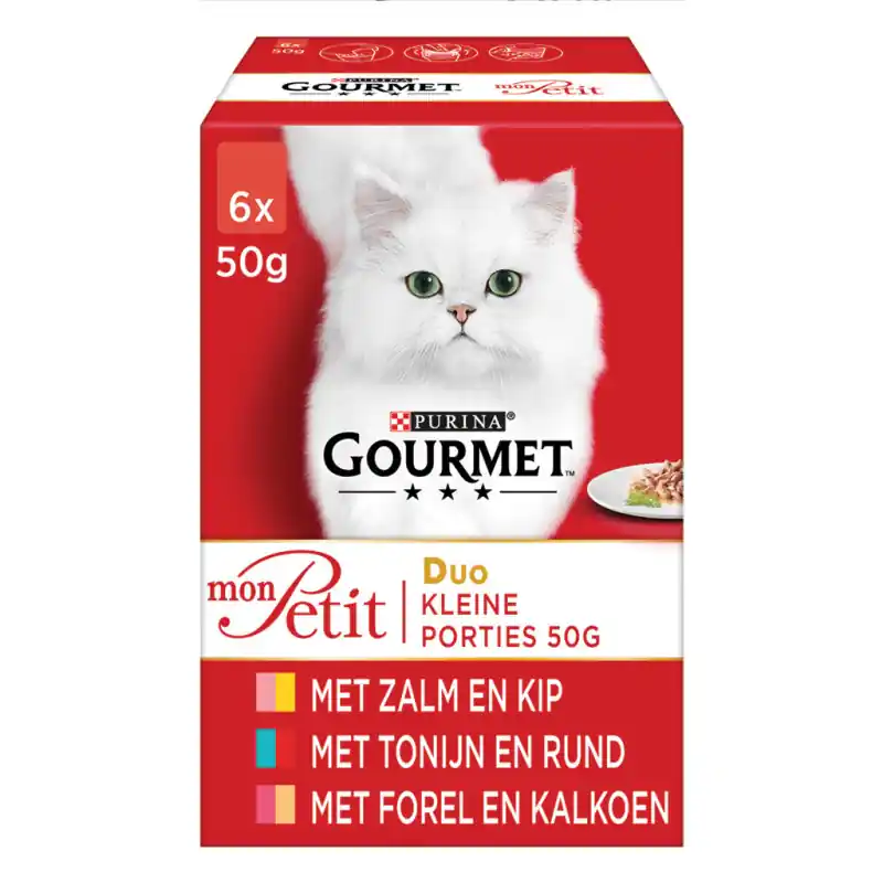 Gourmet - Mon Petit - Duo Vlees & Vis - Maaltijdzakjes - Kattenvoer - 6 x 50 g Betrouwbaar