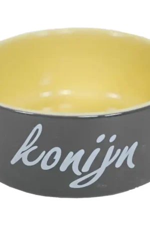 Konijnenvoer- en Waterbakje Grijs Steen 12 cm Koopje