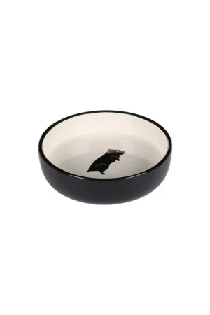 Must-Have Flamingo Keramisch Caviavoer- en Waterbakje Nala Zwart/ Wit