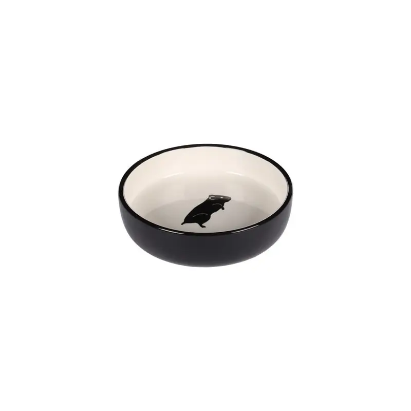 Must-Have Flamingo Keramisch Caviavoer- en Waterbakje Nala Zwart/ Wit