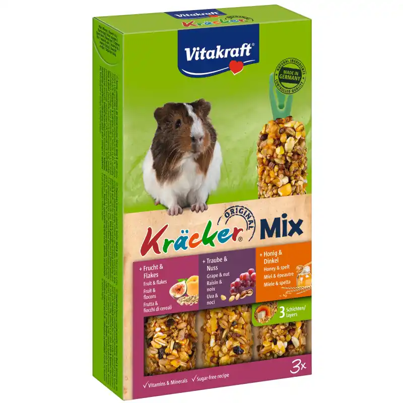 Laatste Versie Vitakraft Kracker Mix 3 in 1 Cavia Honing/ Noot/ Fruit