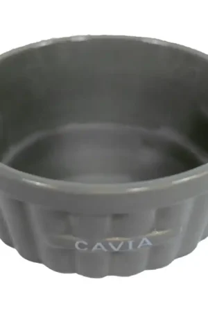 Keramisch Caviavoer- en Waterbakje Steen Ribbel Taupe 12 cm Laatste Versie