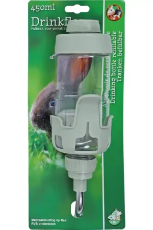 Boon Drinkfles Vulbaar met Houder en RVS Tuit Warmgrijs 450 ml Speciale Aanbieding