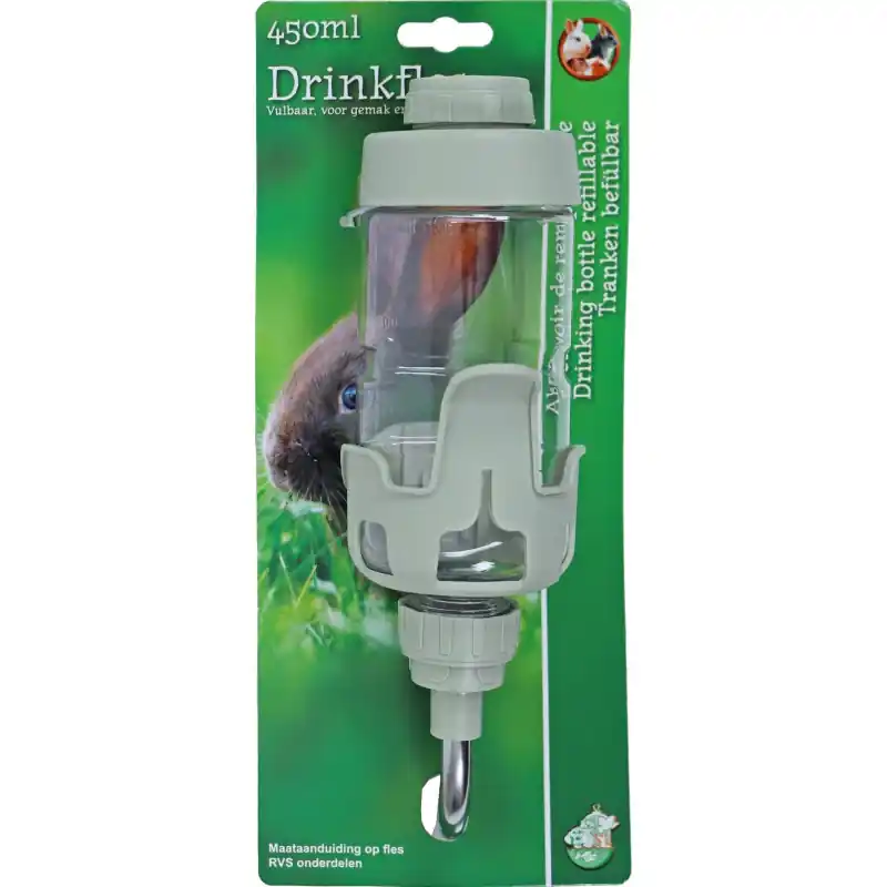 Boon Drinkfles Vulbaar met Houder en RVS Tuit Warmgrijs 450 ml Speciale Aanbieding