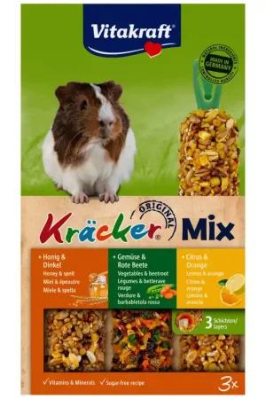 Vitakraft Kracker Mix 3 in 1 Cavia Citrus/ Groente/ Honing Populair