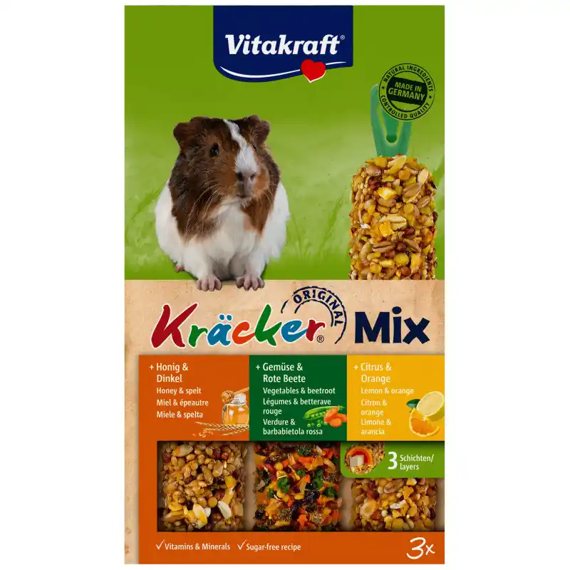 Vitakraft Kracker Mix 3 in 1 Cavia Citrus/ Groente/ Honing Populair