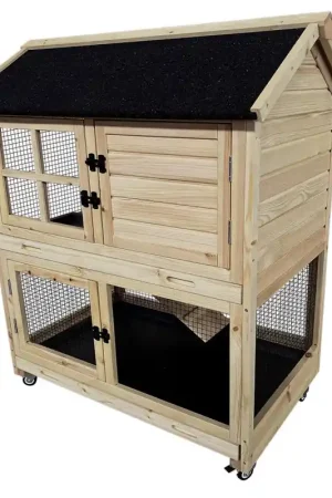 Duvoplus Konijnenhok met Wielen Flappy Pinus 98x65x113 cm Uitverkoop