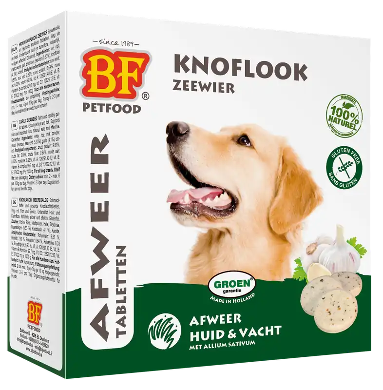 Uitverkoop Biofood hond anti-vlo knoflook tabletten zeewier