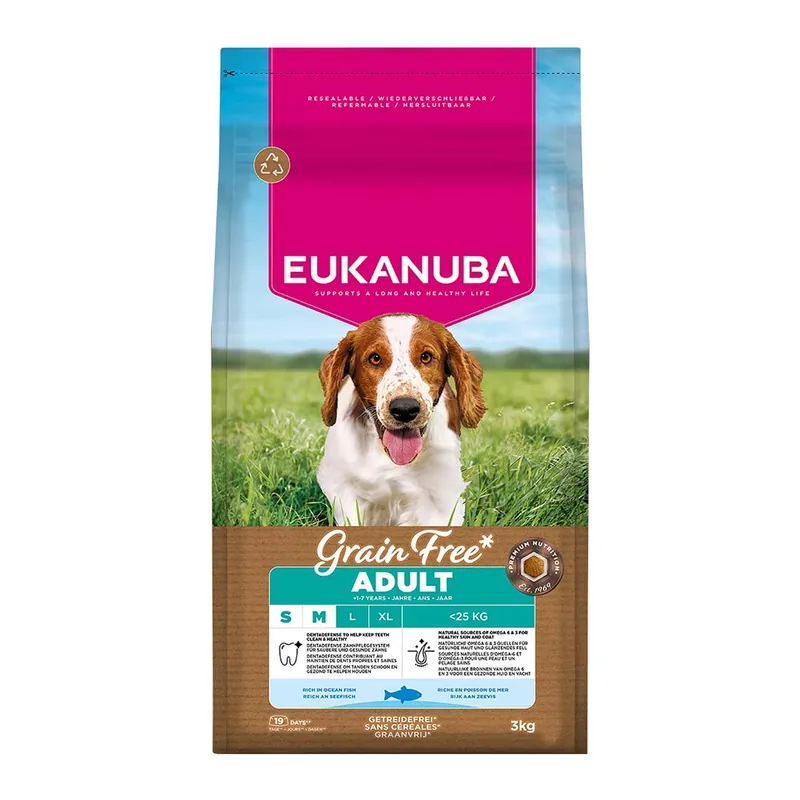 Direct Beschikbaar Eukanuba Grainfree Adult S/M breed zeevis