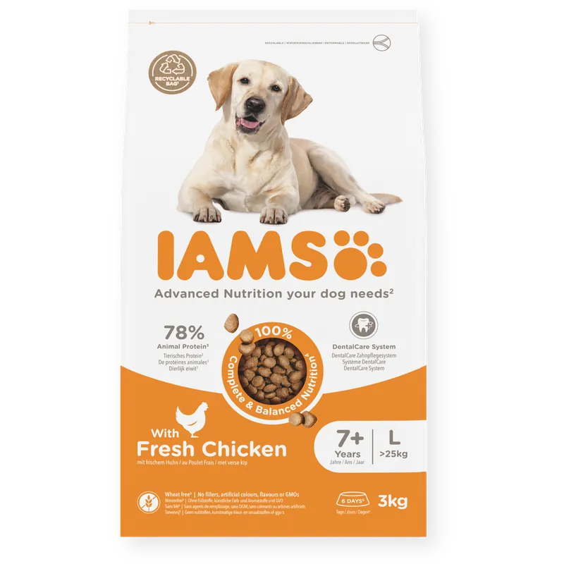Beperkt Aanbod IAMS dog senior large kip