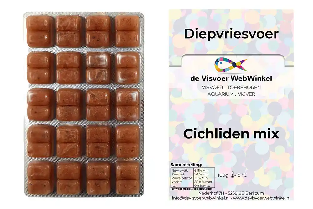 Cichliden mix diepvriesvoer 100g blister Weekendaanbieding
