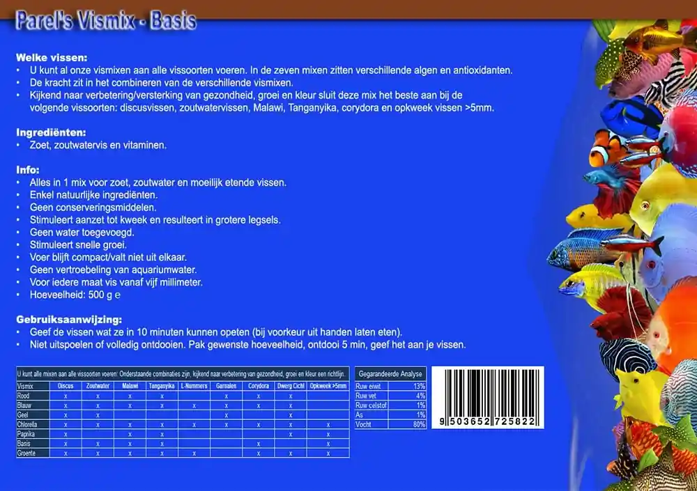 Gratis Retour Parels Vismix Basis 500 gram - diepvriesvoer
