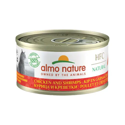 Almo Nature HFC 70 Natural Kattenvoer - Blik - Kip en Garnalen Aanbieding