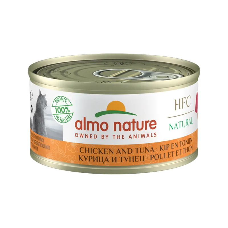 Almo Nature HFC 70 Natural Kattenvoer - Blik - Kip en Tonijn Exclusieve Aanbieding