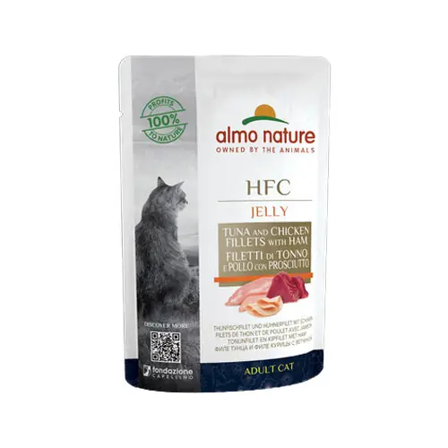 Almo Nature HFC Jelly Kattenvoer - Maaltijdzakje - Tonijn, Kip en Ham Seizoensaanbieding